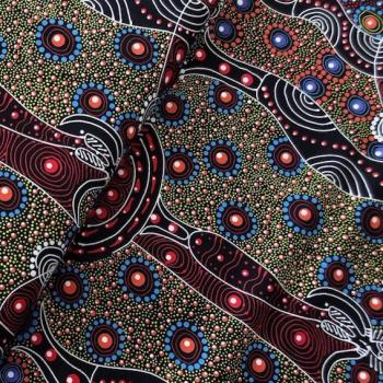 RED DANCING SPIRIT Aborigines Stoff aus Australien